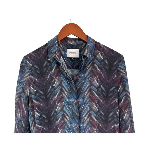 Thomas Pink 100% Silk Long Sleeve Abstract Print Button-Up Shirt Size 10 Multico - Picture 2 of 8